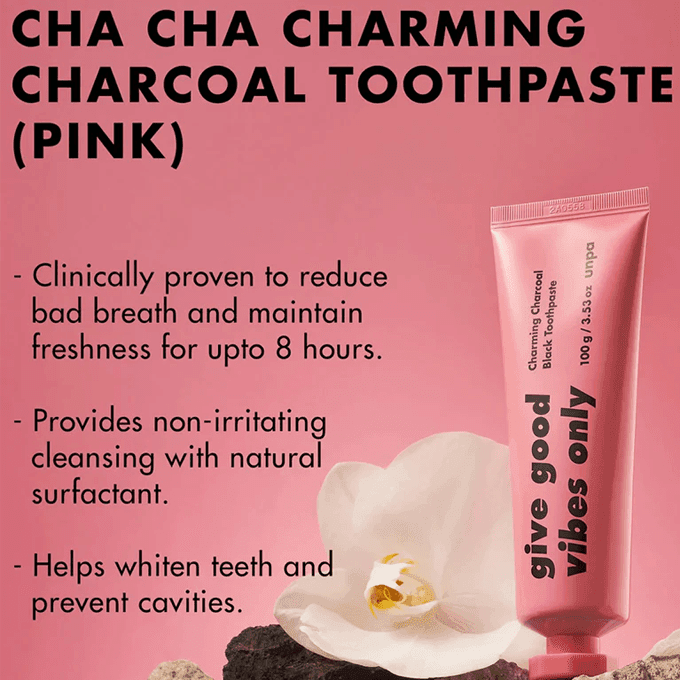 معجون أسنان أونبا بنكهة الفحم - لون وردي - 100 غرام
