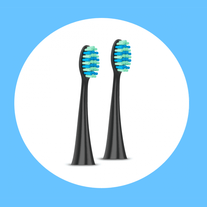 قطعتان من رؤوس فرشاة الأسنان كيولين - لون أسود