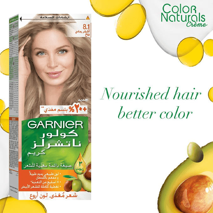 صبغة كريمية من غارنييه - كولور ناتشرلز بلون أشقر فاتح رمادي