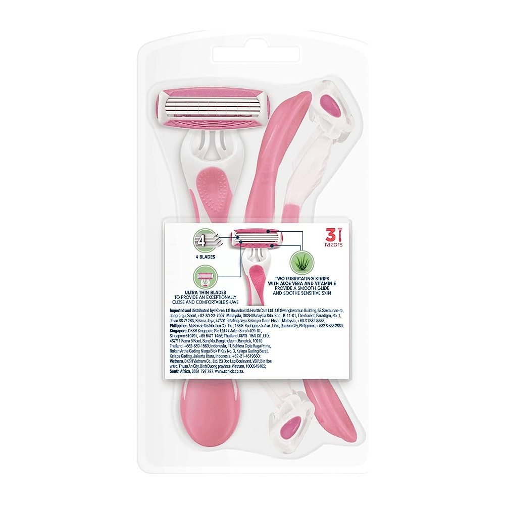 شفرات حلاقة كواترو للنساء للبشرة الحساسة من شيك إنتويشن - عبوة 3 شفرات