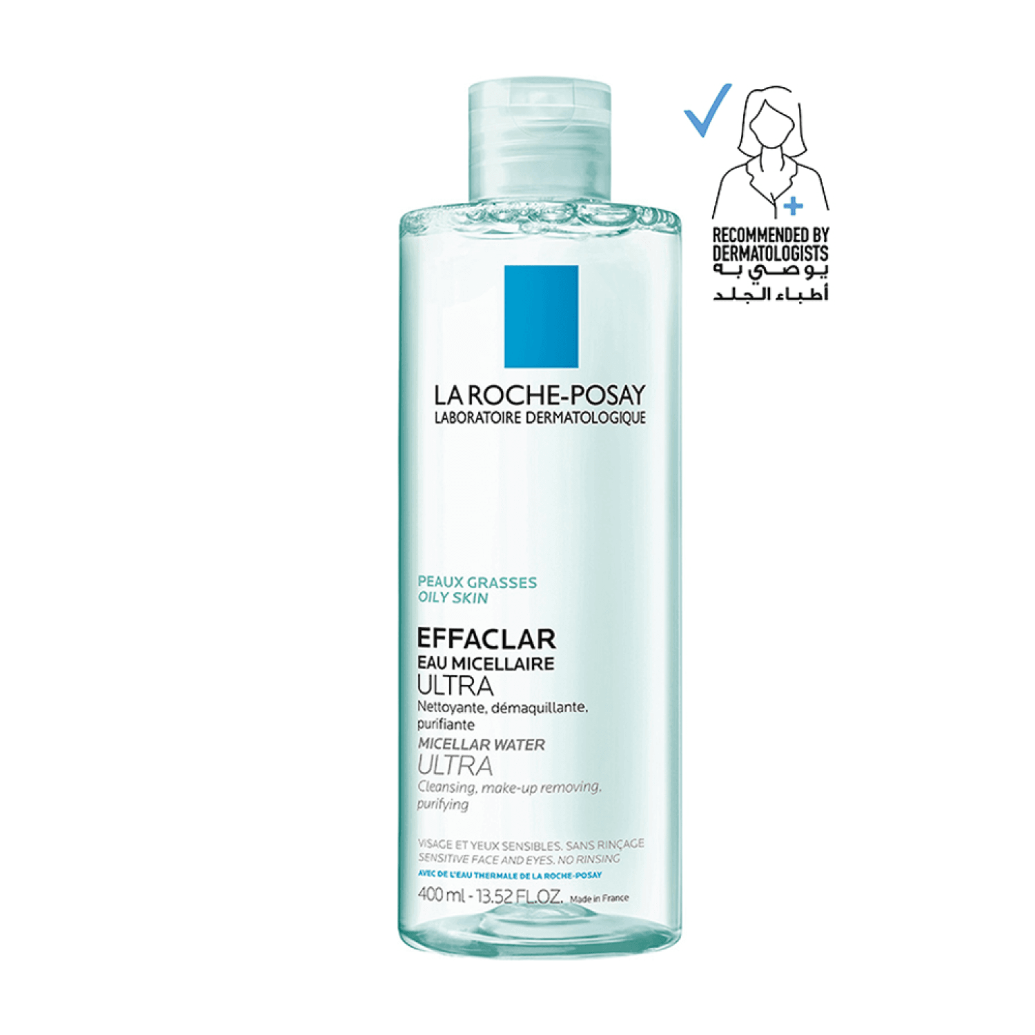 مزيل مكياج ماء ميسيلار إيفاكلار للبشرة الدهنية من لاروش بوزيه - سعة 400 مل