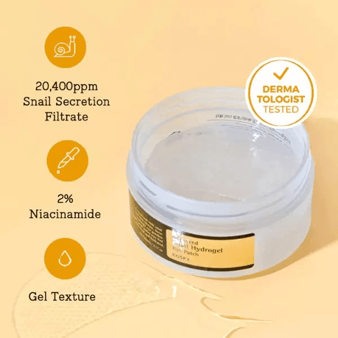 لصقات هيدروجل للعين مع خلاصة الحلزون المتقدمة من كوسركس - 60 قطعة