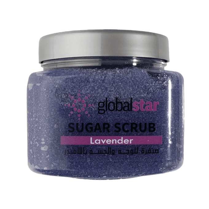مقشر سكر الوجه والجسم برائحة اللافندر من جلوبال ستار - 600 جرام