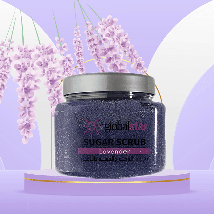 مقشر سكر الوجه والجسم برائحة اللافندر من جلوبال ستار - 600 جرام