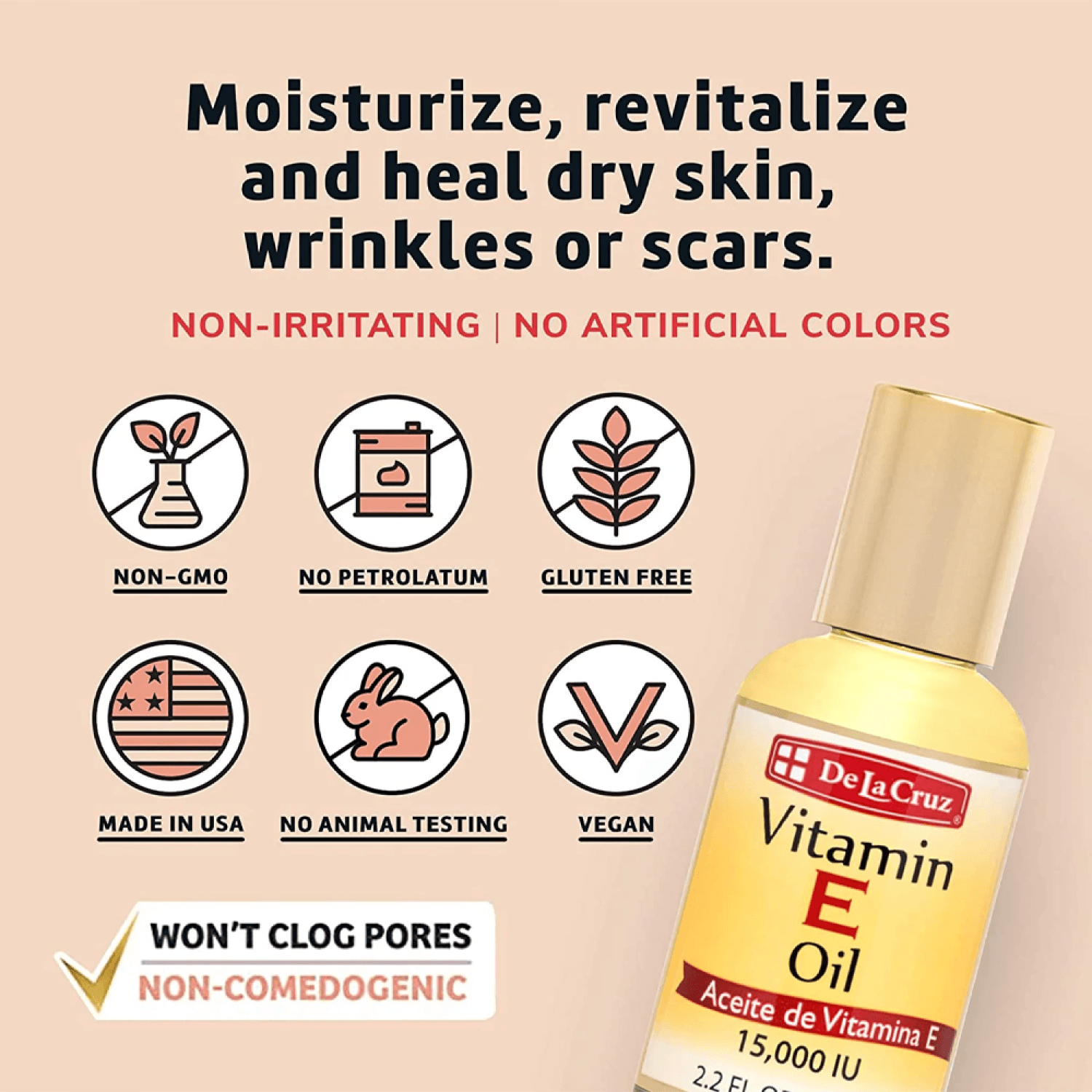 زيت فيتامين هـ من ماركة دي لا كروز - حجم 65 مل