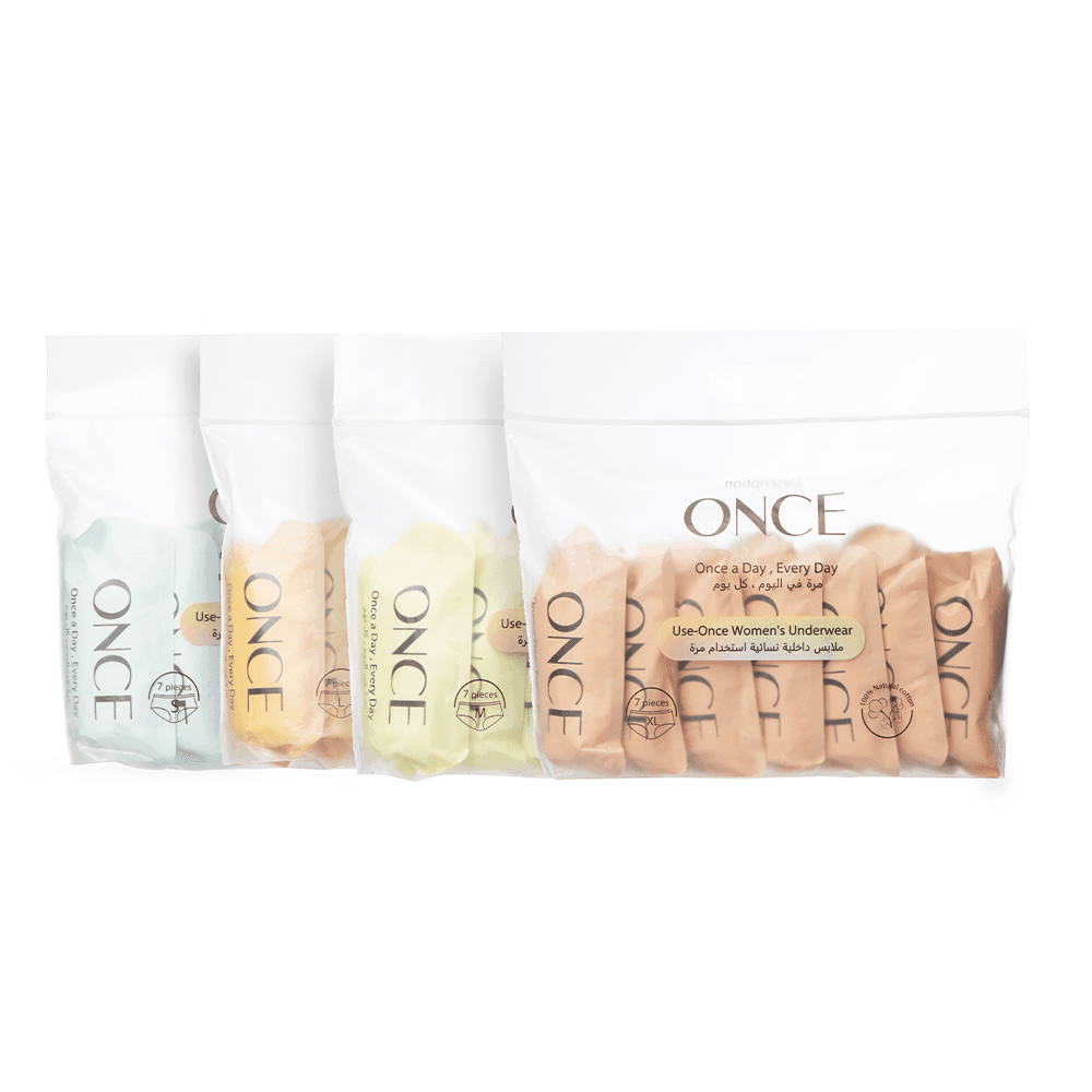 مجموعة ملابس داخلية نسائية للاستعمال لمرة واحدة من ونس - 7 قطع